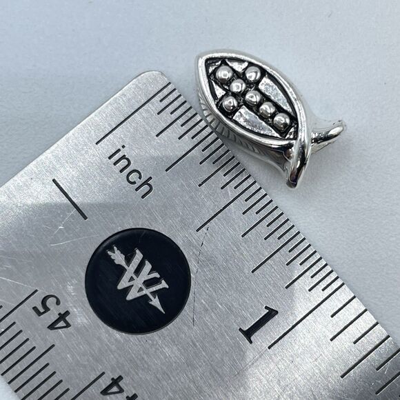 925 Sterling Silver Ichthys Fish With Cross European Charm Religious Timeless - Picture 5 of 7